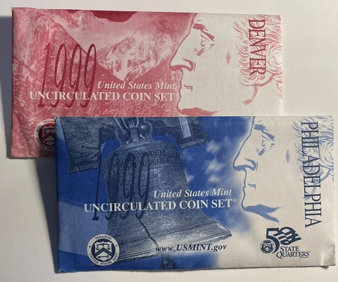 1999  P & D U.S. Mint  Uncirculated Set in original Envelope - (BK) Cover