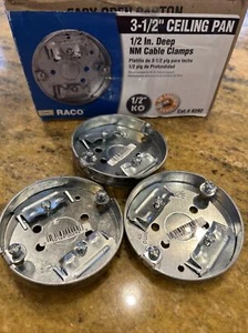 RACO (8292) 3-1/2” STEEL 1-GANG ROUND CEILING JUNCTION BOX PAN (UL) Qty 3 New - Picture 1 of 6