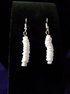 Puka Shell Earrings, Solid White, Beach Style, Lightweight