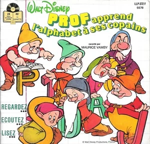 LIVRE DISQUE--WALT DISNEY--PROF APPREND L'ALPHABET A SES COPAINS--MAURICE VAMBY - Imagen 1 de 2
