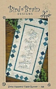 BIRD BRAIN embroidery pattern SNOW HAPPENS Snowman Winter Blue Work Christmas - Picture 1 of 1