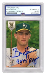Ben Grieve Signed 1994 Stadium Club Draft Picks RC Card #84 w/98 AL ROY - (PSA) - Picture 1 of 2