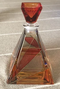 Illusions italienisches Glas 5" hoch Parfüm Flakon Art Deco Pyramide - Bild 1 von 5