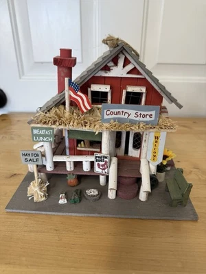 Country General Store Birdhouse Red Rustic Porch Decoration Farming Folk Art 8" - Image 1 of 4