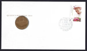 2014 Australia QEII Queen's Birthday Adelaide Stampex medallion PNC - Picture 1 of 2