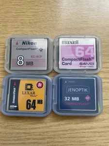 Joblot of 4 compactflash cards 2 x 64mb 32mb 8mb - Picture 1 of 2
