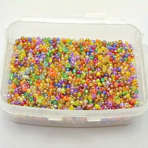 4000 gemischte Glanz AB Farbe Glasperlen 2 mm transparent + Aufbewahrungsbox - Bild 1 von 4