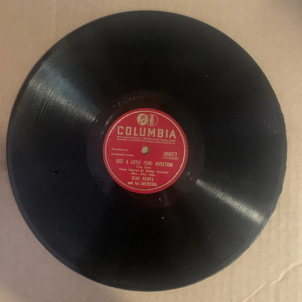 Gene Krupa, 78 rpm, V+, Just A Little Fond Affection, Columbia 36877 Foto 1 de 2