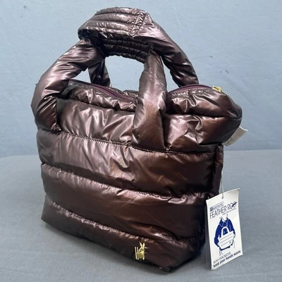 Bolso de Mano Rootote Marrón Mediano Pluma Roo Puffer Acolchado Bolso de Hombro Cremallera Foto 1 de 4
