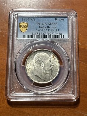 1907(C) British India Rupee - PCGS MS63 SW-7.35 - Image 1 of 4