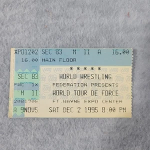 WWF 1995 World Tour De Force Undertaker Vs Bret Hart Fort Wayne In. Ticket Stub - Picture 1 of 2