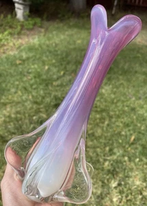 Vintage Murano Glass Pink Opalescent 9.5" Vase - Picture 1 of 23