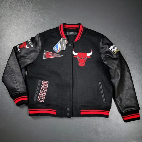 100% Authentic Pro Standard Chicago Bulls Varsity Wool Leather Jacket XL Womens Cover