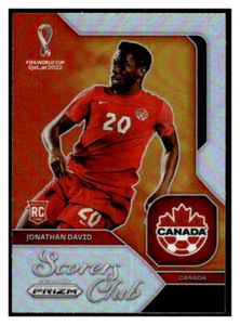 Prizm FIFA World Cup Scorers Club 2022 argento 13 Jonathan David RC Canada - Foto 1 di 2