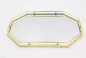 Mid Century Modern Messing und Spiegel Hollywood Regency Waschtisch Tablett 50er - Bild 1 von 4