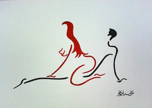 H.Schmidt akt Erotik*Bettsport*Kamasutra liebesstellung paar original Aquarell - Bild 1 von 1