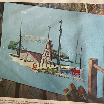 Anderson's Dock Vintage Crewel Kit Green Bay Wisconsin Nuevo en Paquete 19x25 Foto 1 de 4
