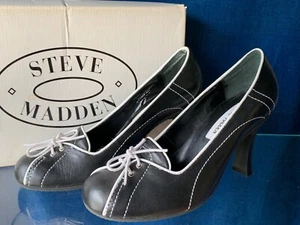 STEVE MADDEN Bowler Oxfords High Heels Pumps LEATHER Women Shoes Sz 6.5 👣b15 - Picture 1 of 11