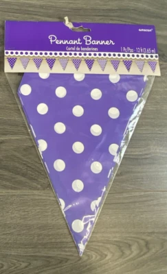 Banner Pennant 12 pés aniversário roxo decoração festa escola 3 estampas - Imagem 1 de 4