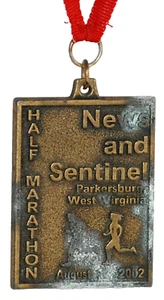 News and Sentinel Half Marathon Finisher Medal 2002 Parkersburg, West Virginia - Picture 1 of 5