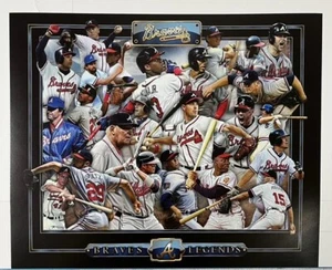 IMPRESIÓN DE BÉISBOL GRANDE ATLANTA BRAVES LEGENDS POR TINNEY MADDUX JUSTICIA ACUÑA JONES - Imagen 1 de 2