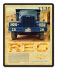 REO TRUCK 1 CONSTRUCTION VEHICLE 15&quot; HEAVY DUTY USA MADE METAL ADVERTISING SIGN