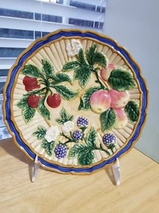 FITZ and FLOYD Essentials Round Fruit Floral Plate 3-D 8 1/2" - Picture 1 of 7