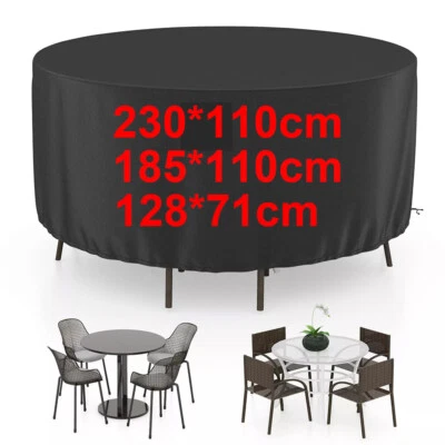 FINE-TOPGOODS Large Round Furniture Cover Waterproof Outdoor Garden Patio Table Chair Set UK