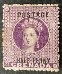 Grenada 1881 halfpenny mauve stamp mint hinged