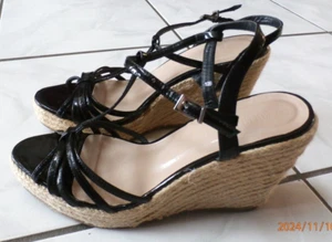 Colin Stuart Shoes Espadrille Wedge Black Slingback Sandal 10 B - Picture 1 of 9