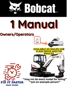 BOBCAT E37 EXCAVADORA MANUAL OPERADORES PROPIETARIOS PDF USB - Imagen 1 de 3