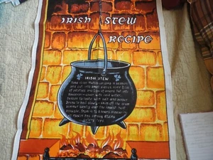 Tourist Dish Towel Ireland Irish Cabin Linen Irish Stew Recipe - Picture 1 of 4