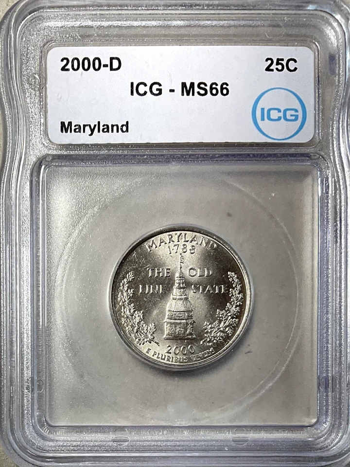 2000 D MARYLAND  STATE QUARTER ICG  MS 66 - Image 1 of 4