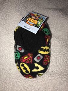 Chaussettes pantoufles garçons 3T-4T DC Justice League neuves avec étiquettes Batman Superman mignonnes !