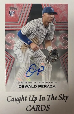 2023 Topps Series 2 Oswald Peraza RC Red Baseball Stars Auto #16/25 Yankees - Image 1 of 2