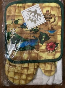 Honolulu Hawaii 3 Piece Kitchen Set Dish Towel Potholder Oven Mitt Islands - Picture 1 of 2