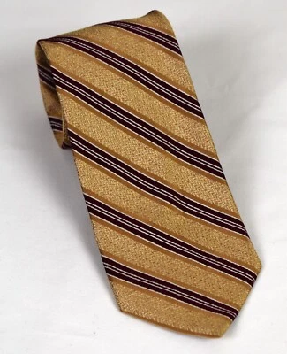 Gorgeous NEW Paul Stuart Made in Japan Gold Repp Stripe 100% Silk Tie 3.5 x 57 - Image 1 of 4