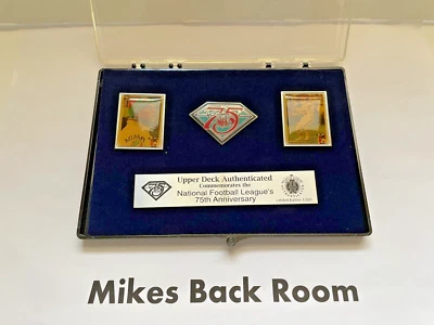 Juego de prendedores conmemorativos de cubierta superior 75 aniversario de la NFL 1994 de colección en estuche original Foto 1 de 2