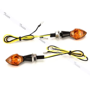 2 Stück Schwarz Universal Motorrad Mini LED Blinker Kontrollleuchte Orange Linse - Bild 1 von 6