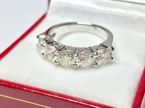 2.60 Ct Round Real Moissanite Wedding Eternity Band 14K White Gold Size 6 7 8 - Picture 1 of 5
