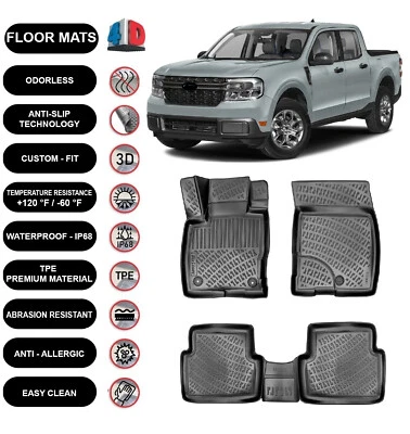 Alfombrillas forro para Ford Maverick (2022-2025) impermeables moldeadas en 4D negras 4 un. Foto 1 de 4