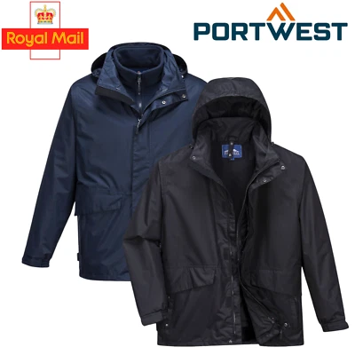Portwest 3-in-1 Waterproof Winter Jacket Breathable Windproof Hooded Coat S507 - Image 1 of 4
