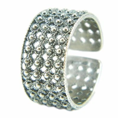 Fede Sarda anello argento brunito a pallini traforata 4 file Gioiello Sardegna - Immagine 1 di 3