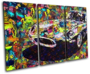 Vintage Retro Lack Jaguar E Typ Autos DREI LEINWANDKUNST Bilddruck - Bild 1 von 1