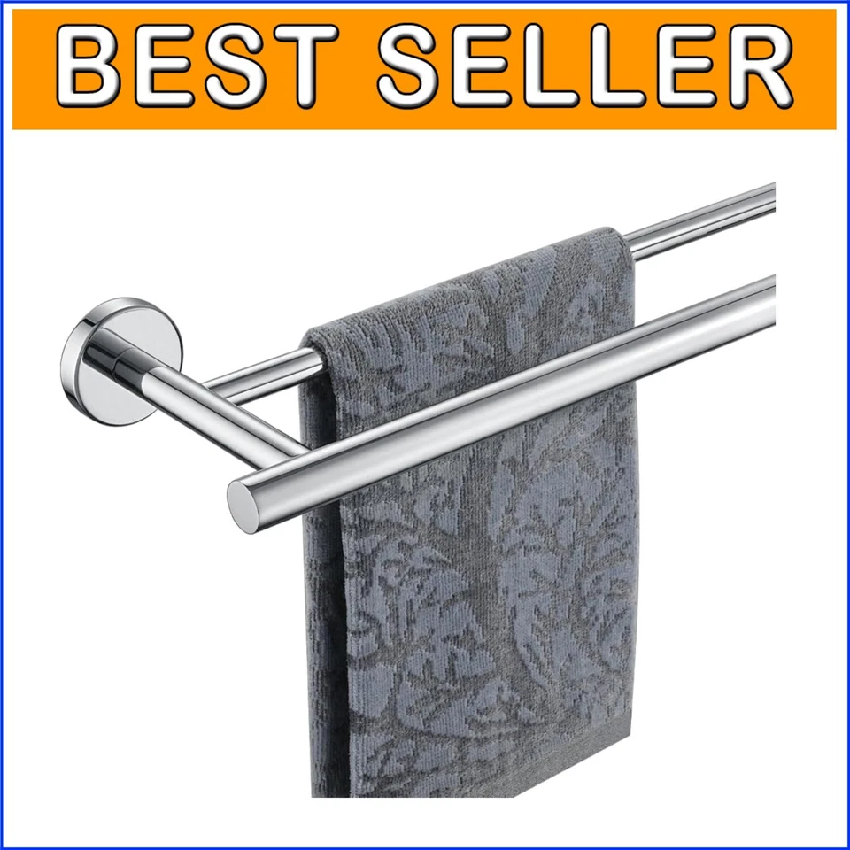 Jqk Double Bath Towel Bar 27 Inch Stainless Steel Brushed Silver B Q