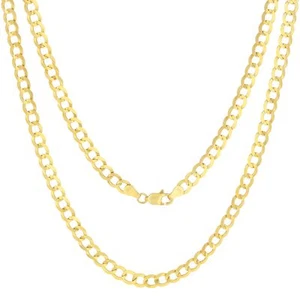 Solid 10K Yellow Gold 5mm Cuban Curb Chain Link Mens Necklace Italian Made 28" - Picture 1 of 11
