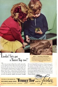 Vintage print auto car ad Body by Fisher Turret Top Cute children Turtle Chevy - Bild 1 von 2