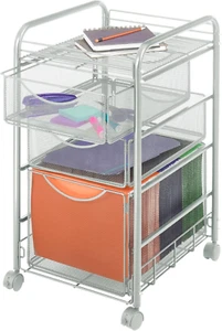 Onyx Rolling File Cart with Large File Drawer and 2 Supply Drawers, Fits Letter- - Picture 1 of 2