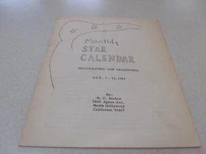 VINTAGE OCTOBER 1965 MONTLY STAR CALENDAR HELIOCENTRIC AND GEOCENTRIC BOOKLET - Picture 1 of 4