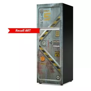Cyberpunk Spaceship Airlock Fridge Wrap. Refrigerator. Laminated Glossy Vinyl - Picture 1 of 16